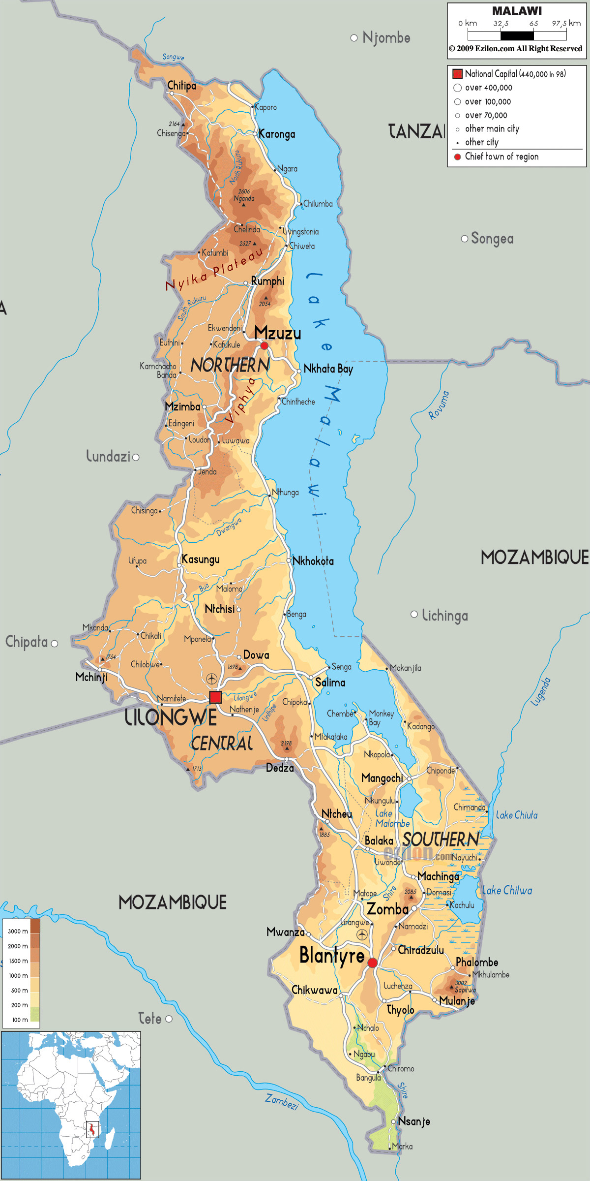 M1 Road Malawi Map