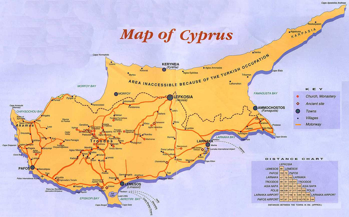 Карта Кипра. Кипр – карта