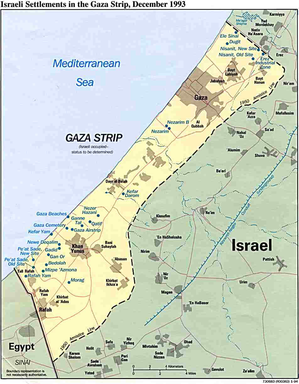 Детальная политическая карта сектора Газа. Сектор Газа – подробная политическаякарта