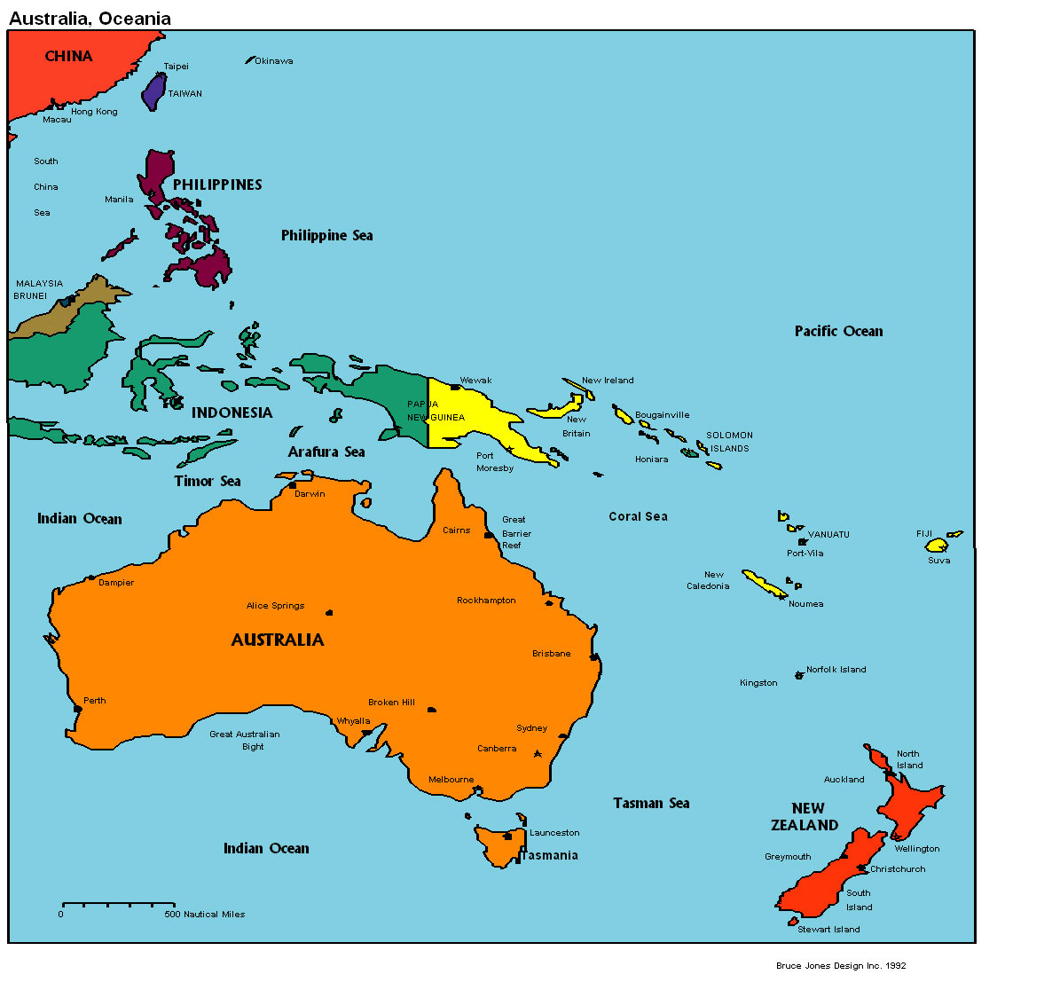 Политическая карта Австралии и Океании. Австралия и Океания – политическая  карта | Auto-Maps.com | Карты всех стран мира