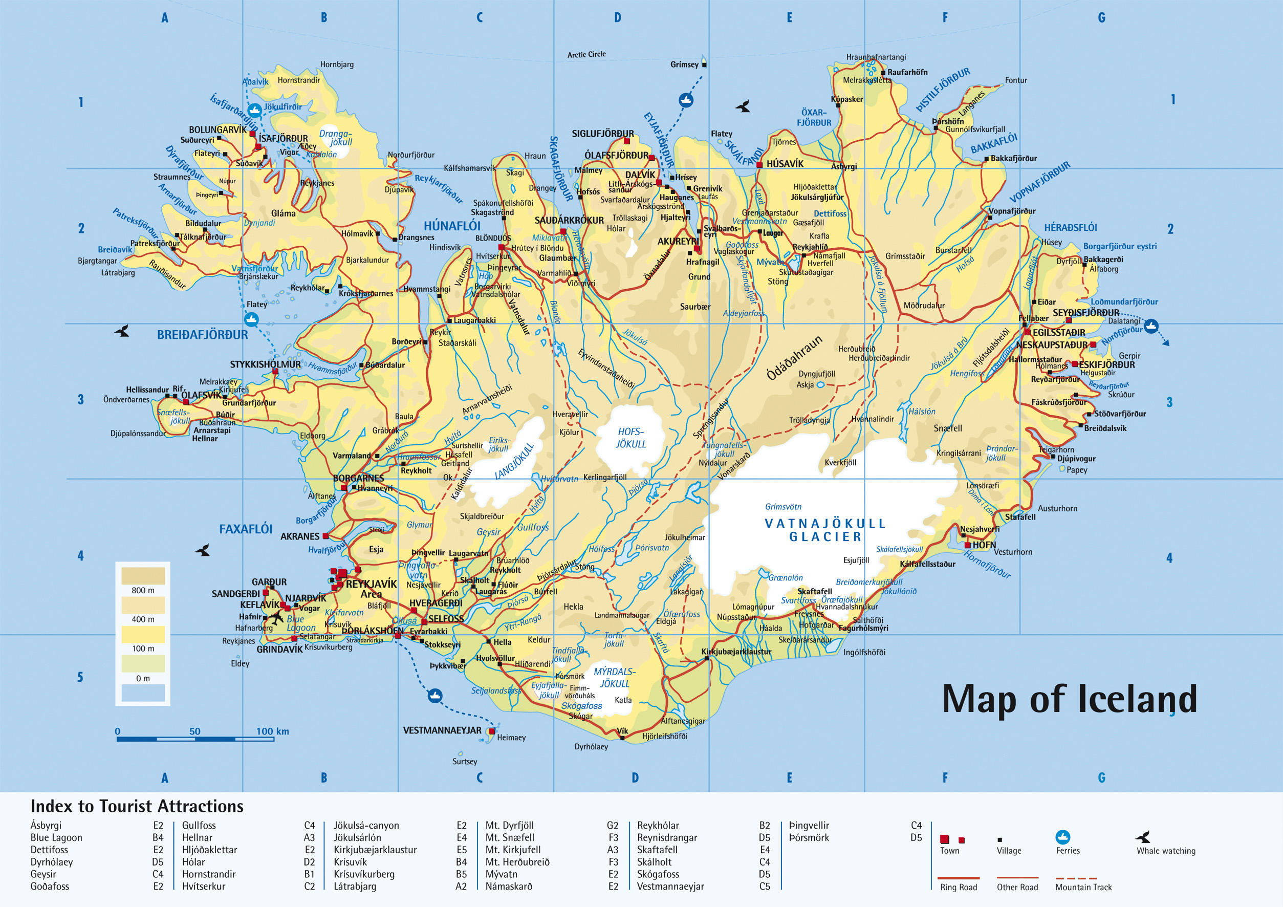 Подробная карта автомобильных дорог Исландии. Исландия – детальная картаавтодорог