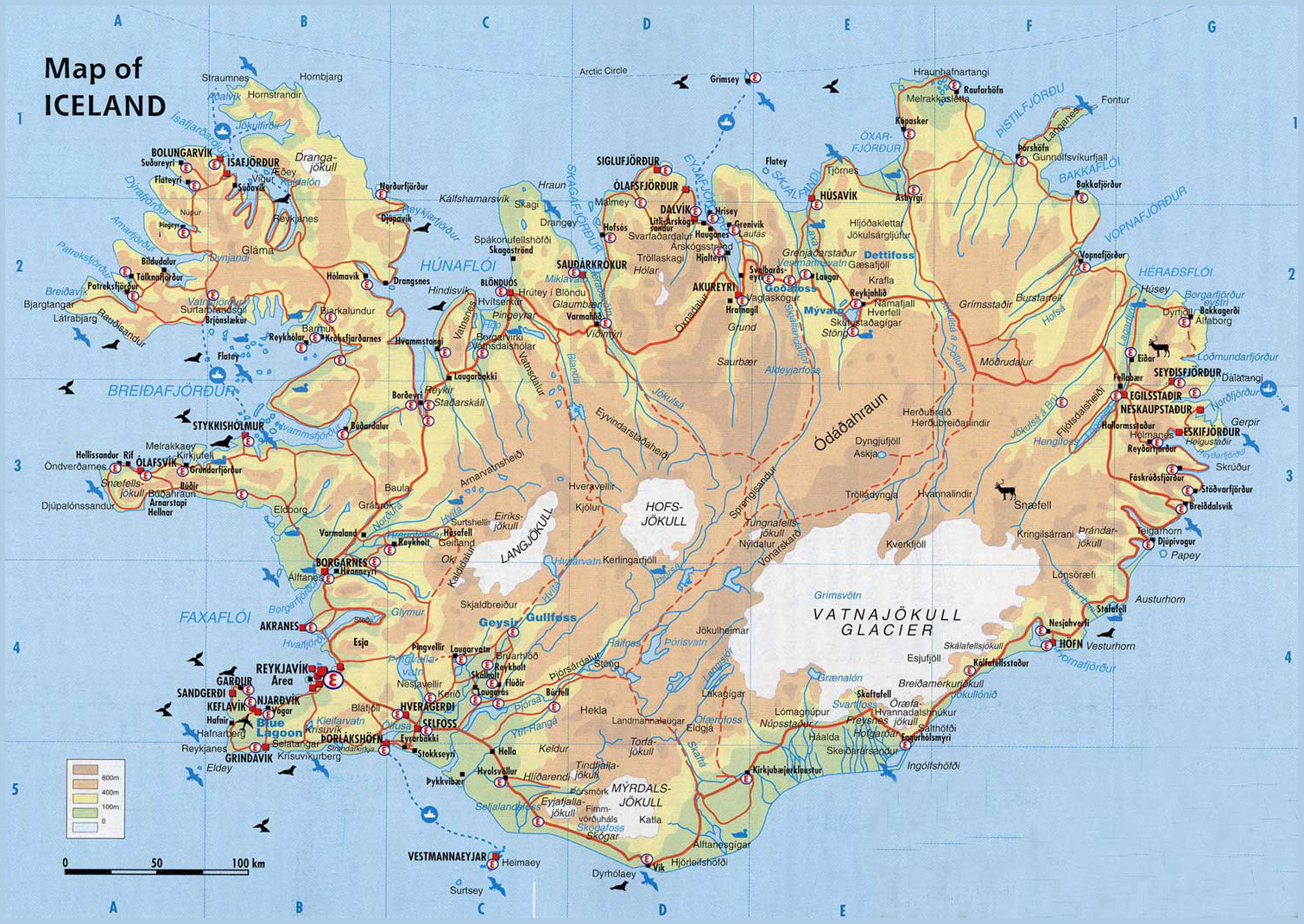 Физическая карта Исландии. Исландия – физическая карта