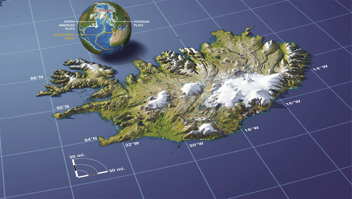 Карта рельефа Исландии. Исландия – рельефная карта