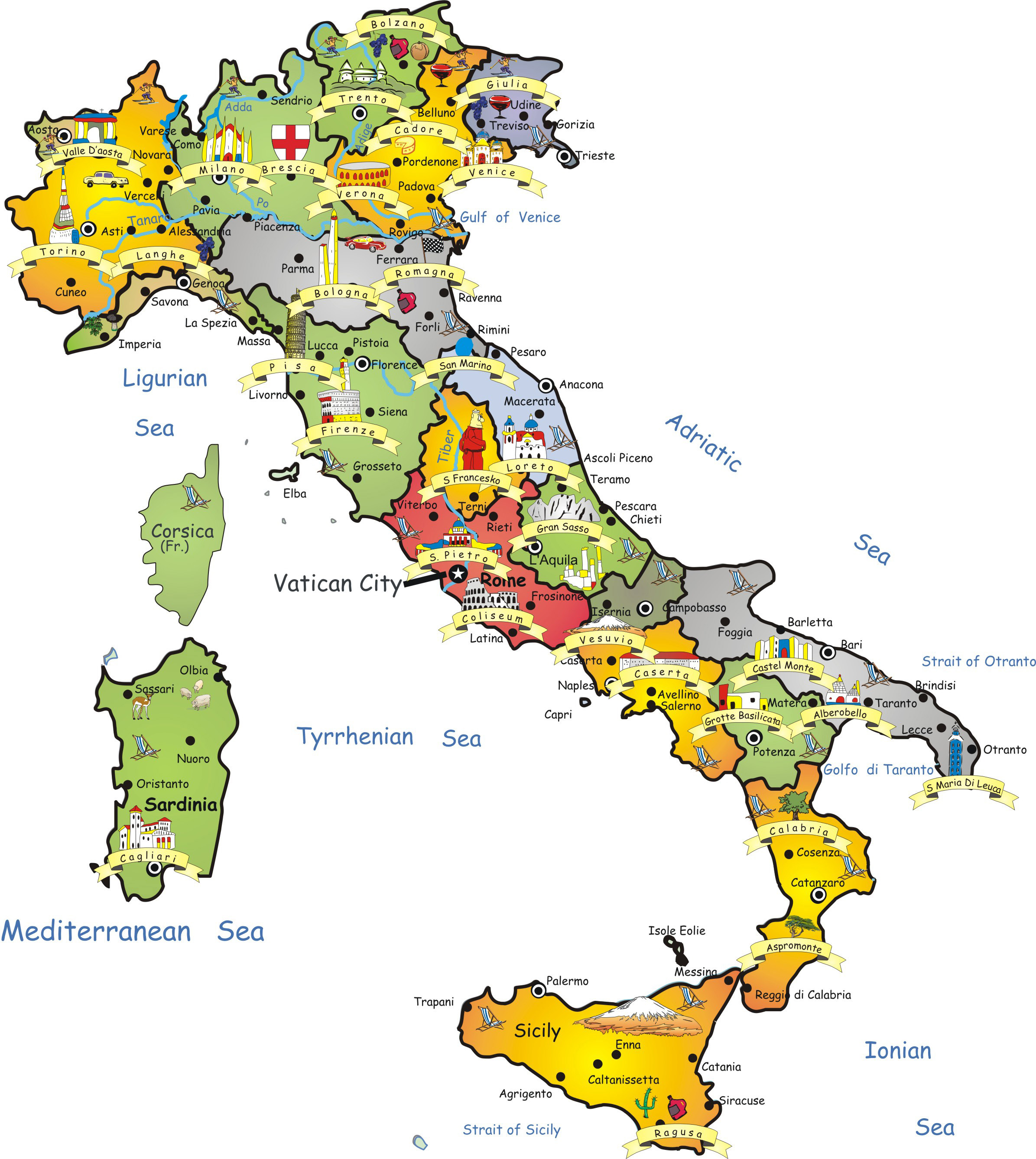 Туристическая карта Италии. Италия – туристическая карта