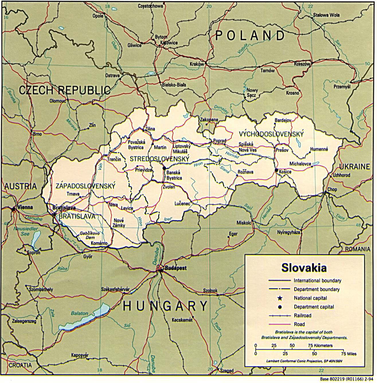 Карта автомобильных дорог и административная карта Словакии. Словакия –карта автодорог и административная карта